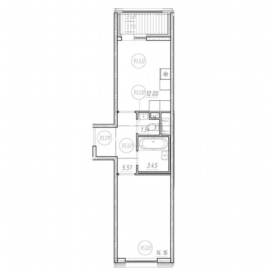 1-к. квартира, 38,3 м², 3/6 эт.