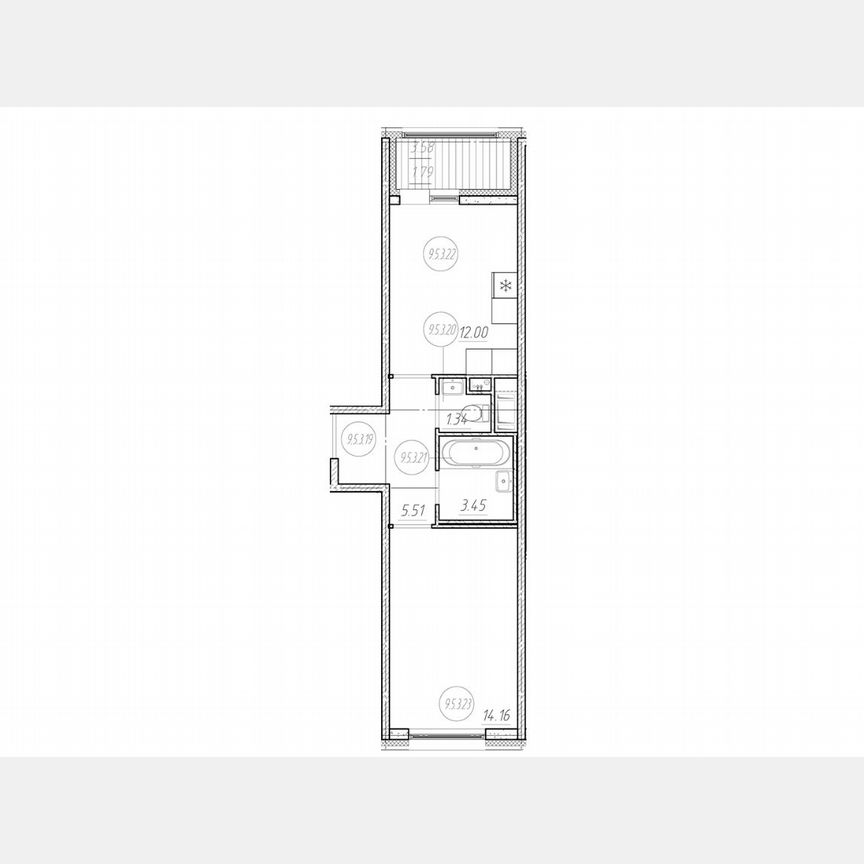 1-к. квартира, 38,3 м², 3/6 эт.