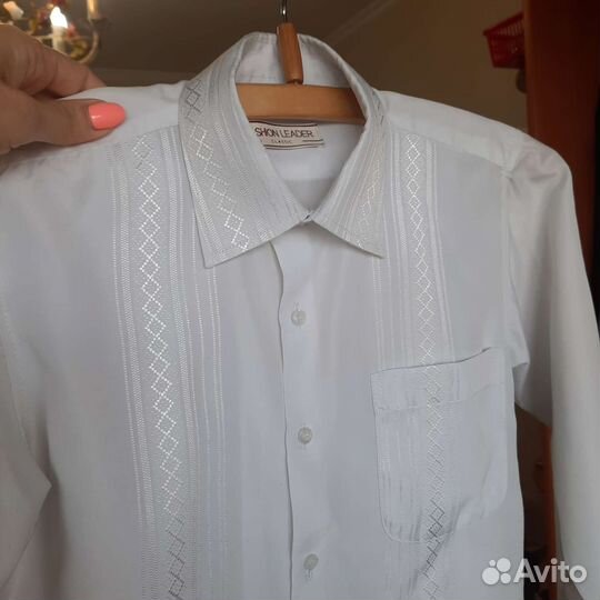 Рубашка белая, голубая, бордовая, жилет р.128-134