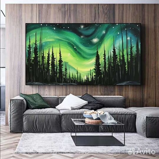 Картина маслом на подрамнике Еловый лес