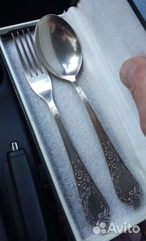Набор Эгоист. Ложка и вилка. Серебро 875. СССР