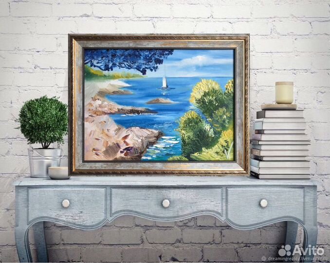 Картина маслом на холсте «Белеет парус» 30х40