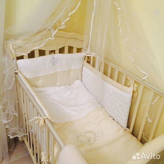 Кровать, Бортики и постельное picci в кроватку