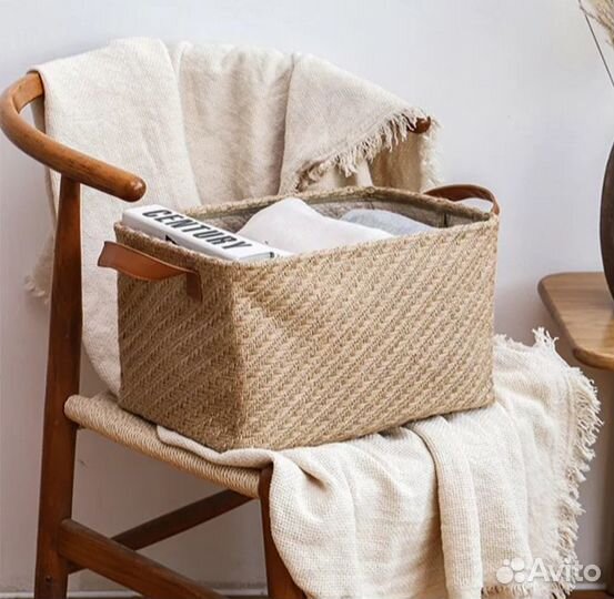 Корзина для хранения белья и вещей из джута