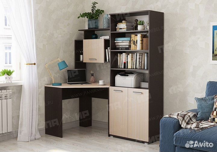 Угловой компьютерный стол со стеллажом пкс-8