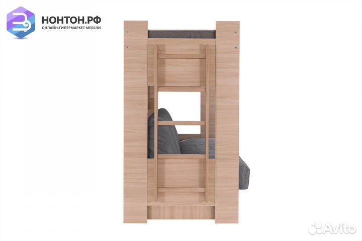 Двухъярусная кровать с диван-кроватью серый / шимо