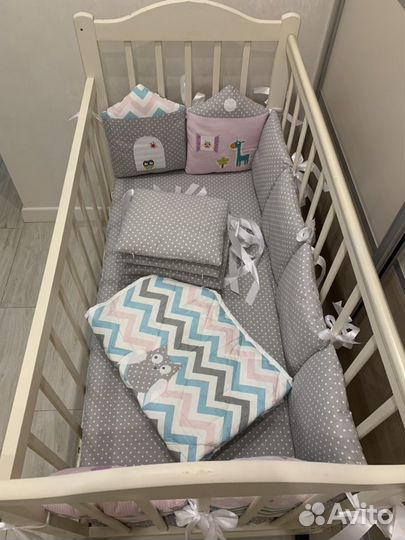 Бортики+стеганое одеяло+простынь на резинке