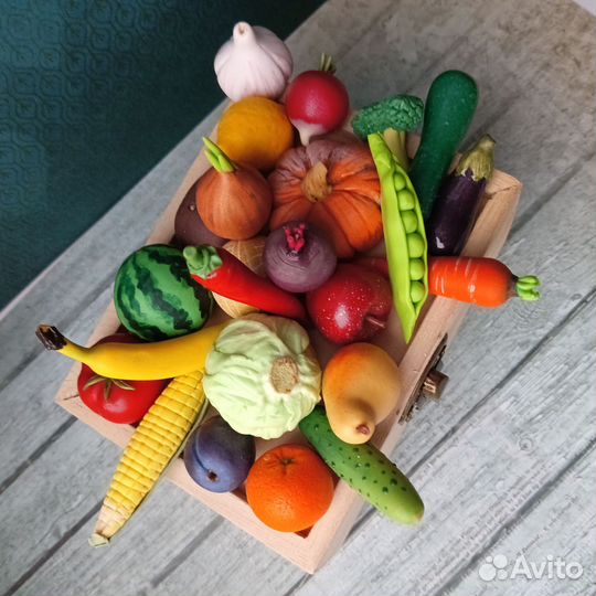 Набор 25 шт Фрукты и овощи из полимерной глины