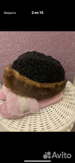 Шапка женская ретро СССР каракуль с норкой