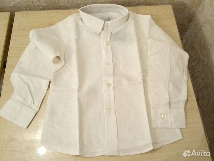 Рубашка льняная белая рост 98-104