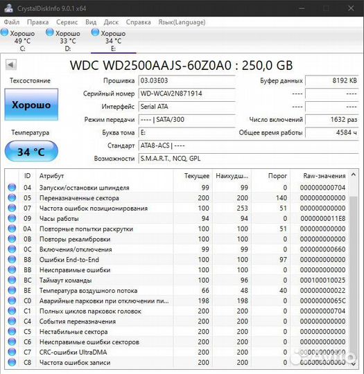 Жесткий диск WD 250GB