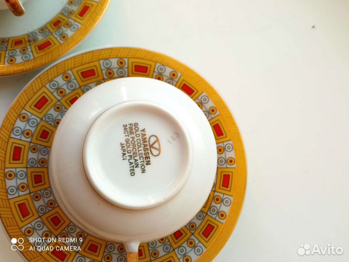 Китайский фарфор. Чашки с блюдцем и ложкой