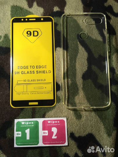 Защитный чехол и стекло на 7C/7A pro Y6 Prime 2018