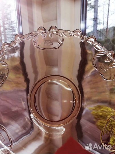 Ваза для фруктов салатник розалиновое стекло