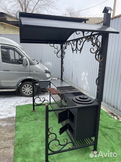 Мангал 4 мм с крышей № 0262/46 и печь 6мм плита 8