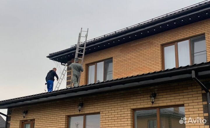 Украшение гирляндами. Новогоднее оформление домов