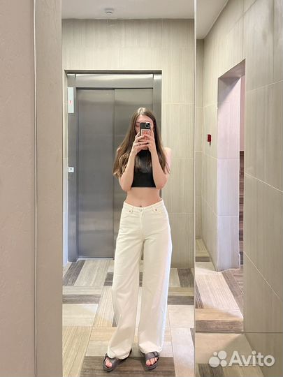 Белые джинсы wide leg Monki