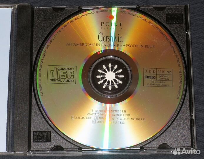 CD Gershwin An American in Paris. Rhapsody in Bue