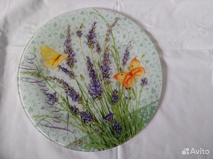 Блюдо для торта 30см Лаванда (стекло)