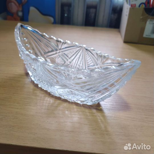 Ваза хрустальная СССР лодочка