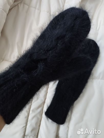 Варежки из пуха норки с утеплением