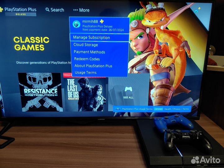 Sony playstation 4 fat 500 gb + подписка пс+