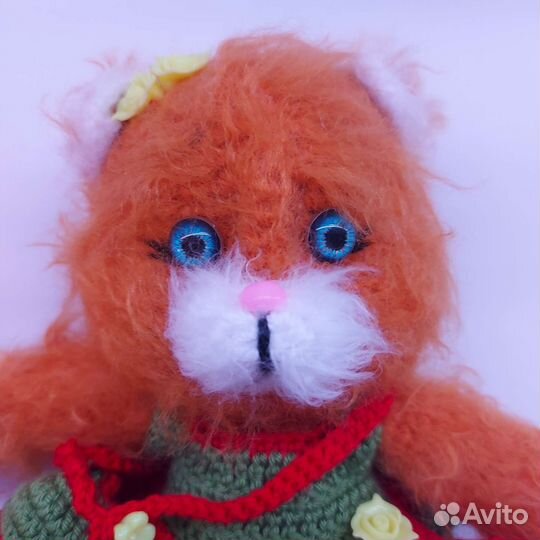 Кошка Рыжая в платье с сумочкой и аксесс, 26см