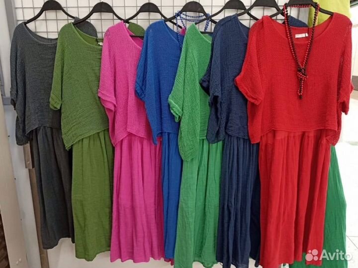 Платье двойка лён Италия р.44,46,48,50,52,54