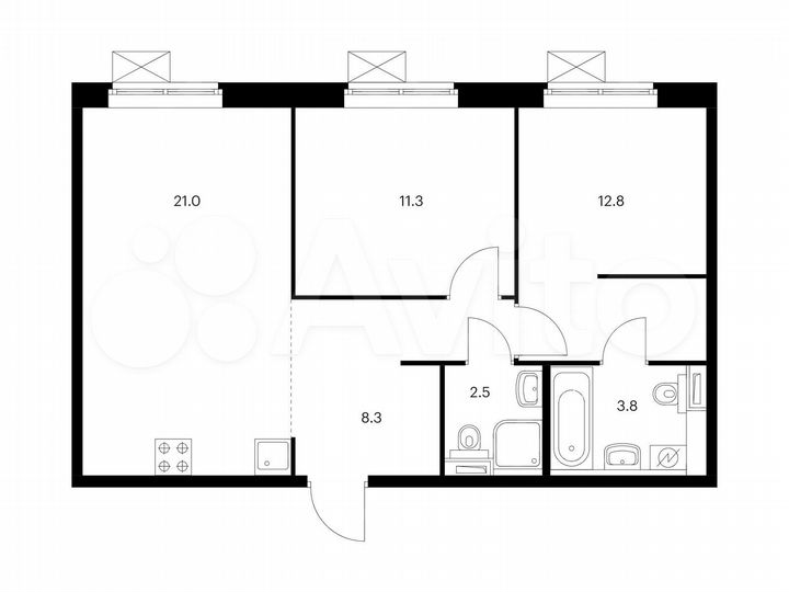 2-к. квартира, 59,7 м², 23/25 эт.