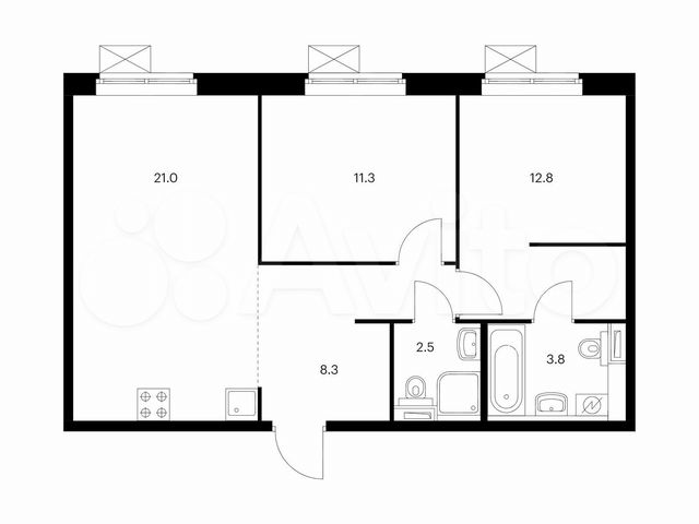 2-к. квартира, 59,7 м², 23/25 эт.