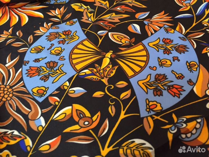 Платок шаль черного цвета. Hermes Веер