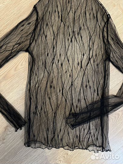 Лонгслив прозрачный черный 42 44 46