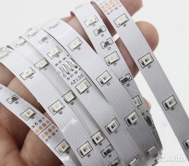 Светодиодная лента 2 вида RGB на 12 В + пульт, 5м