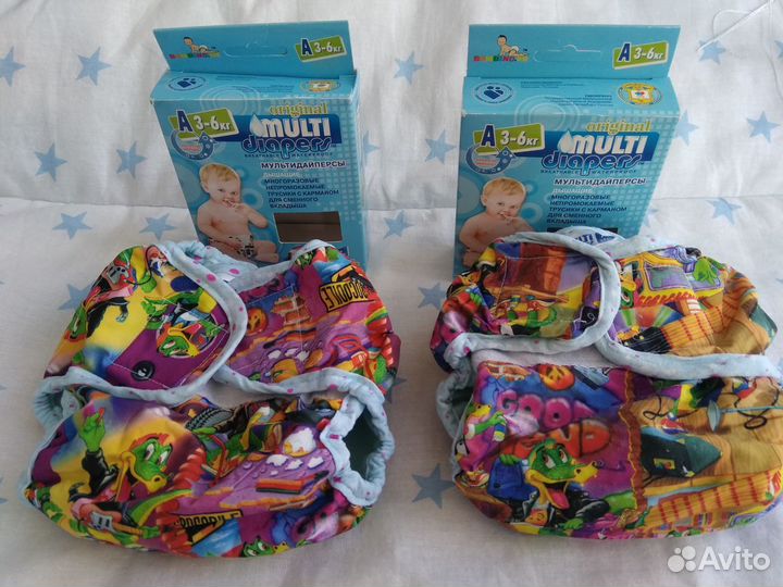 Многоразовые подгузники (3-6кг) + набор вкладышей