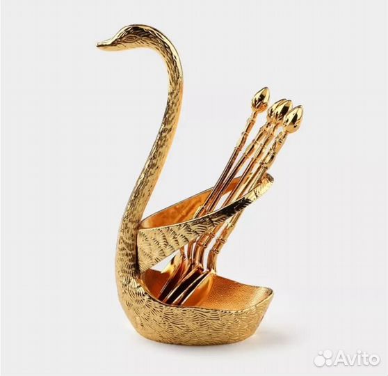 Набор ложек на подставке лебедь