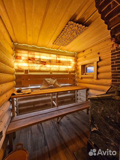 Русская баня на дровах с купелями и мангалом