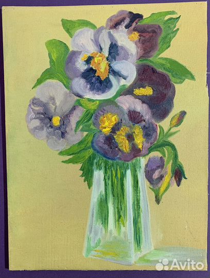 Картина на холсте Фиолетовые цветы, масло