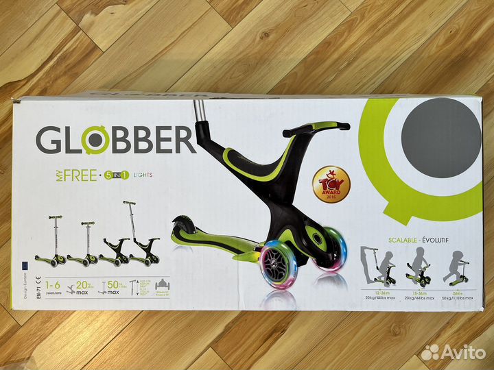 Детский 3-колесный самокат-беговел globber