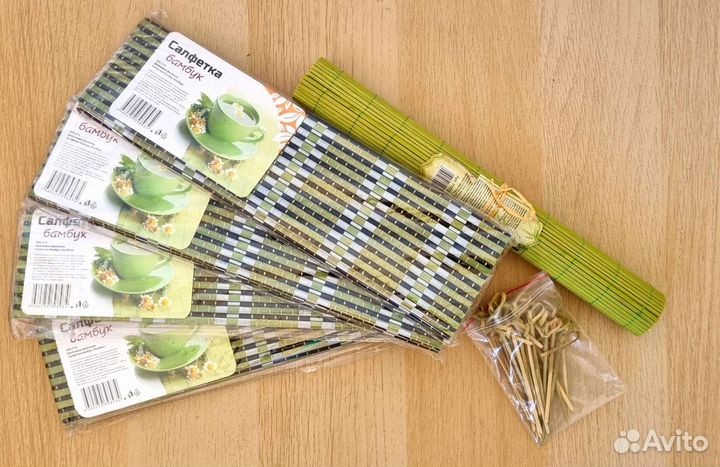 Салфетки на стол Новые бамбук 5 шт. + Шпажки