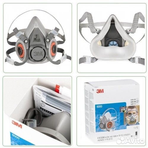 Маска 3М 6000 Респиратор 3М 6200 М-средний размер