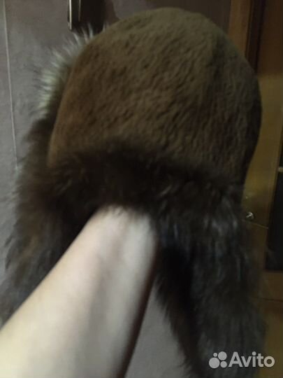 Шапка ушанка норковая женская 56