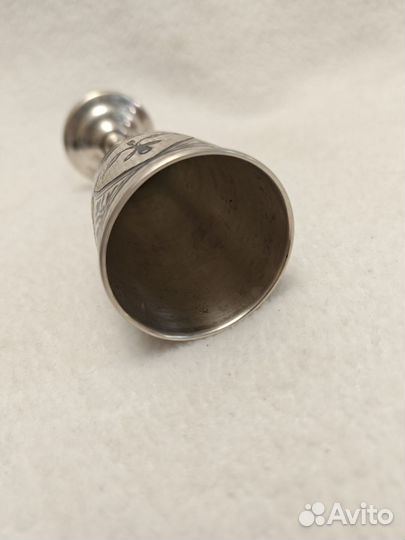 Рюмка под вино, серебро 875 пробы, чернь