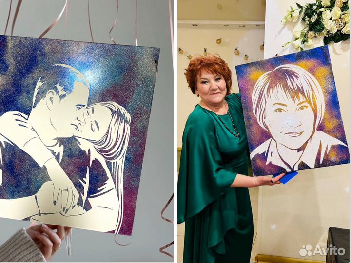 Портрет Блестками / заказать портрет по фото