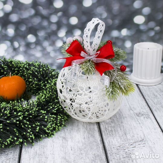 Елочный шар.Новогодний сувенир:Шар ажурный.Подарок