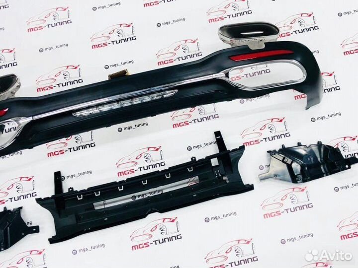 Задний диффузор с насадками AMG W222 Рестайлинг