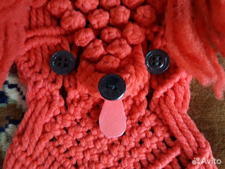 Панно из макраме в виде собачки СССР