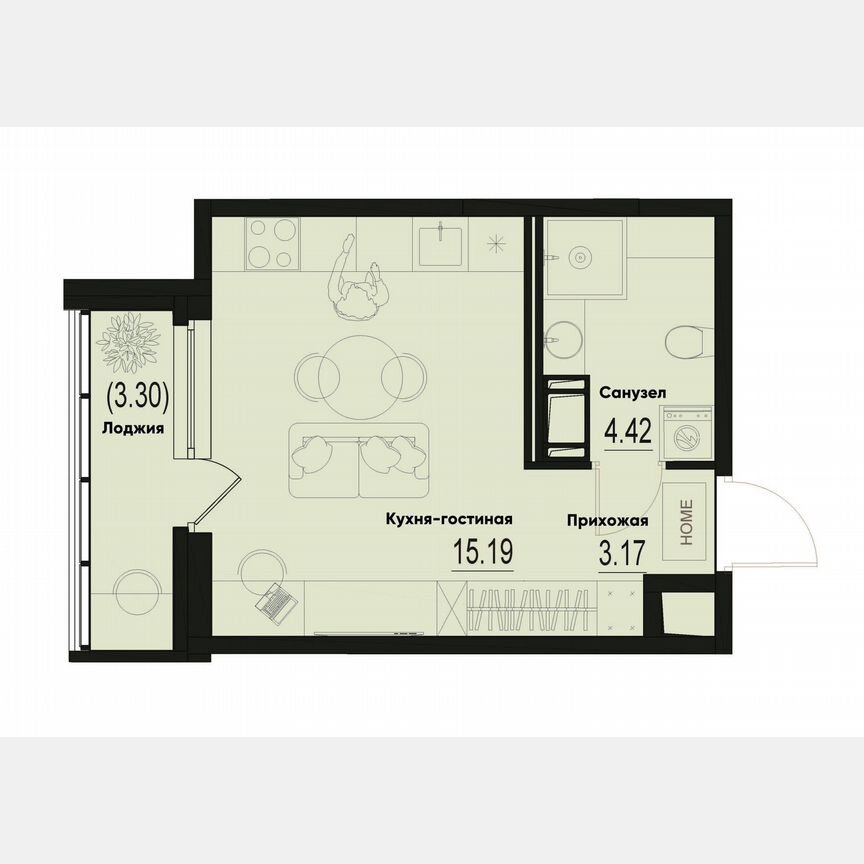 Квартира-студия, 24,4 м², 8/12 эт.