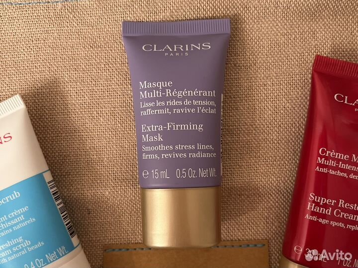 Clarins набор миниатюр крем маска скраб