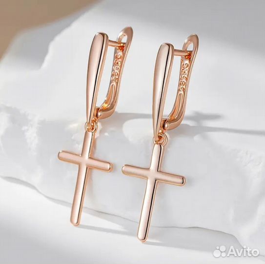 Серьги подвески - крестики