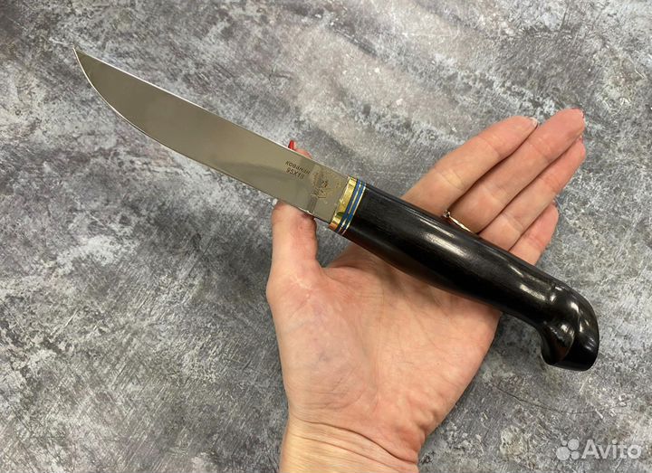 Финский нож Пуукко, кованая 95х18, черный граб
